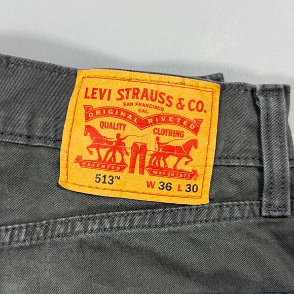 Levi Strauss Co Mens 513 Jeans W36 L30 Dark Grey Slim Fit Straight Leg Casual - Picture 4 of 10